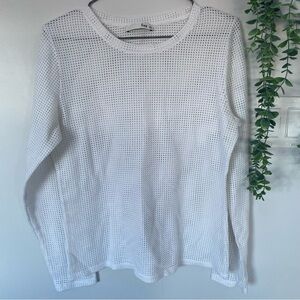 Aritzia Wilfred Free White Mesh Look Sweater Size Large